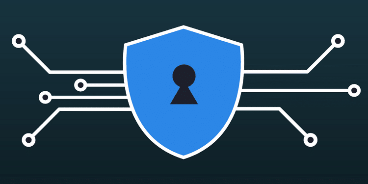CybersecurityHero Blue shield keyhole tech